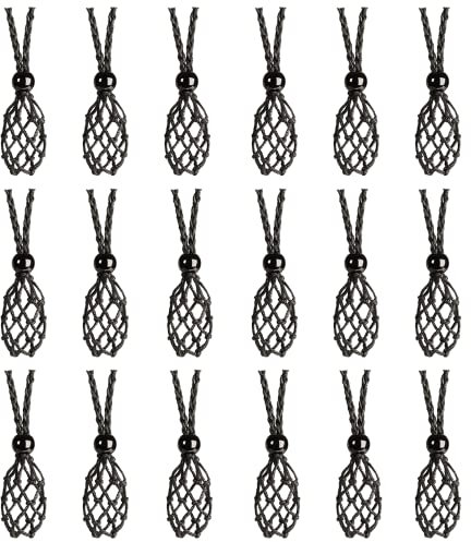 Anjiucc 18 Pieces Black Necklace Cord Empty Stone Holder Empty Necklace Holder Adjustable Cord Cage for DIY Jewelry Making Accessories