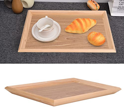 Rectangular Serving Platter, Beech Plywood Serving Tray,Large Food Serving Tray, Multi Purpose Serving Plate for Coffee, Tea, Breakfast, Friut, Snack, Cheese, Suitable for Home, Cafes,(15.9 X 12in)
