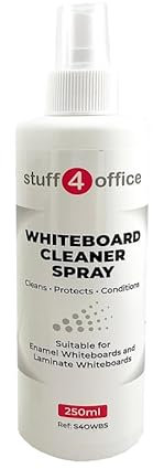 Stuff 4 Office – Whiteboard Cleaner Spray 250ml – Streak-Free Dry Wipe Board Cleaning Solution – Removes Ink from Whiteboard Surfaces – Cleans and Restores - For Schools, Offices & Home