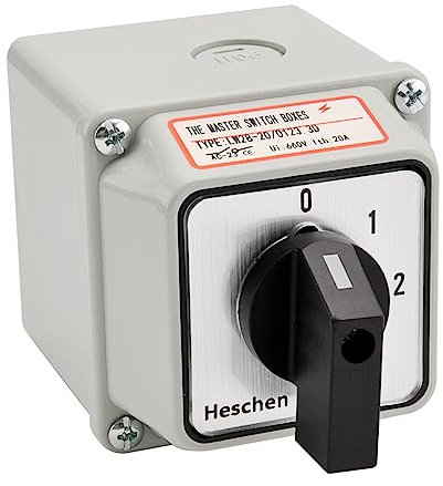 Heschen Commutatore rotativo universale a camme, LW28-20/0123.3D, 660V 20A, 4 posizioni, 3 fasi, 12 terminali, CE, con scatola esterna interruttore master LW28-20/4