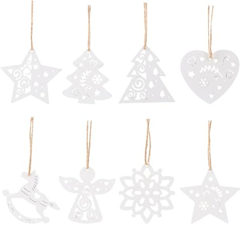 Operitacx 15st Weihnachtsschmuck Sterne Holzverzierungen Holzscheiben Ornamente Hängende Dekoration Für Weihnachten Weihnachtsanhänger Aus Holz Dekoration Aus Holz Cd Weiß Hölzern Hanfseil
