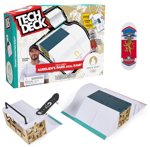 Tech Deck - Finger Skate – Park X-Connect Aurélien Giraud – Offizielles Lizenzprodukt der Olympischen Spiele Paris 2024 – Skatepark modulierbar – Mini Skate Finger – Spielzeug für Kinder – Spiel für