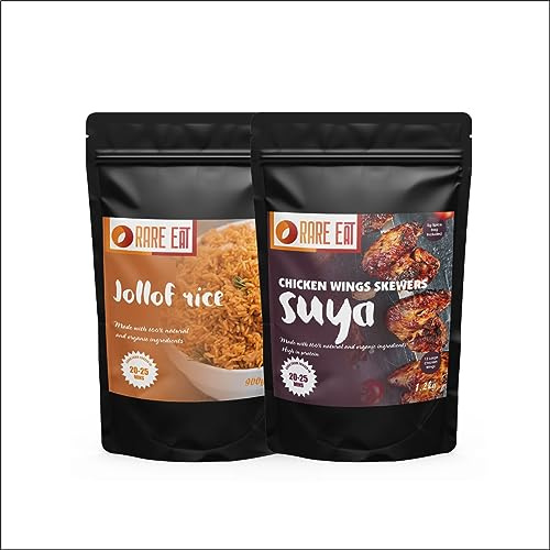 Nigerian Jollof Rice + Chicken Wings Skewers Suya | Serves 4