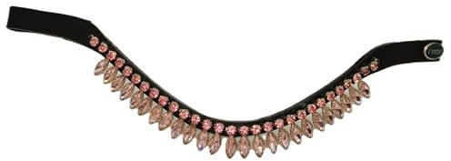 Tysons Breeches DROP Stirnriemen Diadem Strass Tropfen Rosa Blau Leder Schwarz Glitzer Stirnband für Trense Minishetty Shetty VB WB X Full (Shetty, Rosa)