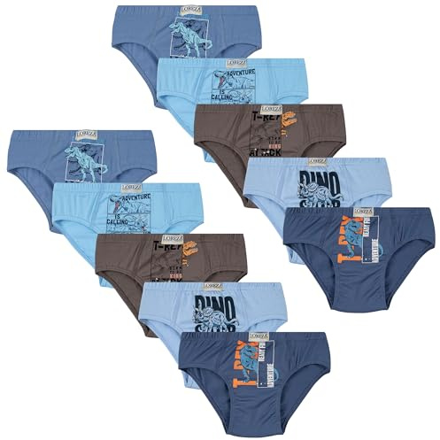 LOREZA ® 10 Pack Jungen Slips aus Baumwolle Unterhosen (128-134 (8-9Jahre), Modell 8)