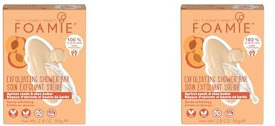 Foamie Gel doccia solido esfoliante e idratante per il corpo con albicocca e burro di karité 100% vegano e senza plastica con effetto di massaggio 80g (Confezione da 2)