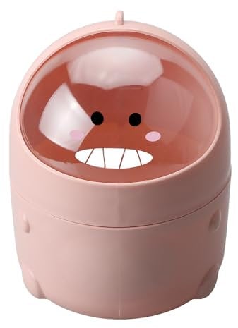Luckious Brand Waste Bin - Desktop Garbage Basket, Mini Countertop Garbage Storage Bucket, Cute Wastebasket for Desk, Car, Office, Kitchen (Pink or Green)