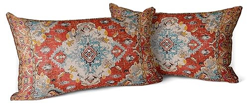 Snylcce 2er Set Boho Kissenbezüge Dekokissen 30 x 50 Samt Soft Kissenbezug Böhmischer Retro Ethno Dekorative Kissenhülle Zierkissenbezüge für Sofa Schlafzimmer Wohnzimmer Zuhause Dekoration Rot