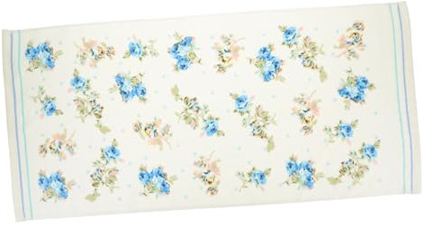 MAGICLULU Blaues Handtuch 100x180 aus Baumwolle mit Rosenmuster für Bad