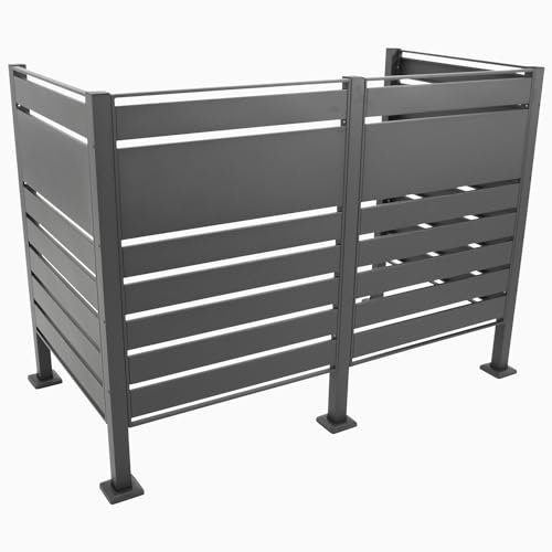 DEGAMO Cache-poubelles Brise-Vue à 2 tiroirs pour 2 poubelles de 120 ou 240 l, en Acier galvanisé, Couleur Anthracite, Extensible