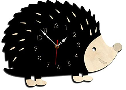 MAGICLULU Dekor Wohnkultur hängende Wanduhr Cartoon-Igel-Form-Uhr stille Uhr Modellieren schmücken Produkt Hölzern