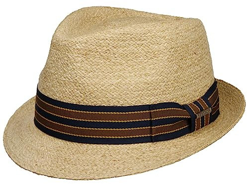 Stetson Yescott Trilby Strohhut - Naturfarbener Hut - Unifarbener Sommerhut mit UV-Schutz 40 - Frühjahr/Sommer - Damen und Herren Natur L (58-59 cm)