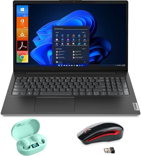 Lenovo, Notebook Pc Portatile, 15.6 FHD, Intel Celeron N4500, Ram 8GB, NVMe/SSD 756GB, Office 2021 Pro Plus, Windows 11 Pro, Mouse Wireless e Auricolari Bluetooth - Pronto all'Uso