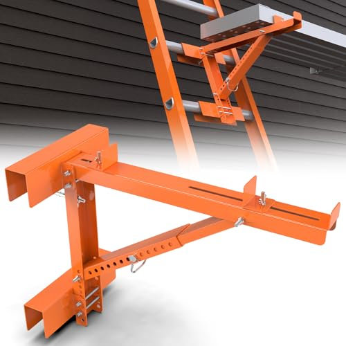 2025 Upgraded Adjustable Ladder Jacks 2 Pack for Scaffolding Platform, Two-Rung Short Body Extension Jack Scaffold Bracket, Orange Platform Accessories for Working Stage