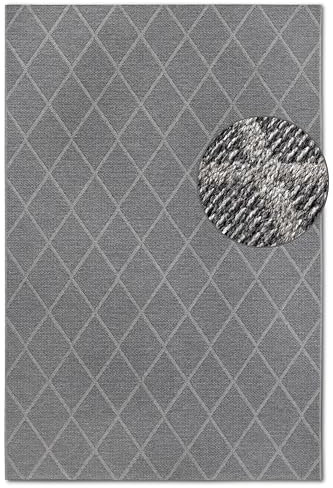 Villeroy & Boch Wollteppich Maria - Natur Wohnzimmerteppich - Schurwolle & Natürlich - Boho Skandi Teppich Wolle für Wohnzimmer, Schlafzimmer, Esszimmer, Flur –Natur Grau Braun, 160x230cm