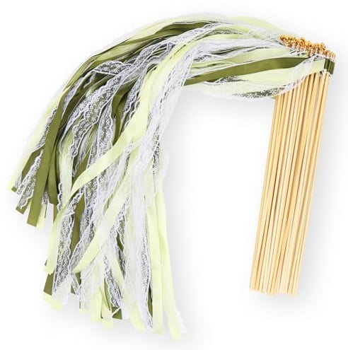 30 Stück Grün Wedding Wands, Wands Hochzeit Mit Glocke, Zauberstäbe Luftschlangen Hochzeit, Hochzeitsbänder für Hochzeiten, Geburtstage, Feiertagsfeiern Verwendet