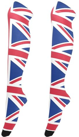 Ksajwzf Women Girls High Thigh Socks England Uk British Flag Over Knee Thin Tights Long Stocking Union Jack