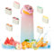 Huipalon Air Water Bottle with 7 Flavour Pods, 1000ml Starter Up Set Leak Proof Sports Water Bottle with 0 Calorie 0 Sugar Fruit Flavour Taste Pods for Fitness Outdoor (Pink Blue)