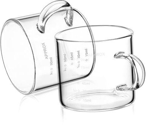 HOLIDYOYO 2 Pz Tazza Di Latte Di Mini Caraffa Per Crema Tazzine Da Caffè Trasparenti Brocca Di Misurazione Tazzina Espresso Con Manico Tazzine Da Espresso Bicchiere Transparent