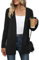 Totatuit Strickjacke Damen Lang Leichte Cardigan V-Ausschnitt Elegant Knopfleiste Dünn Strickmantel mit Taschen Schwarz L