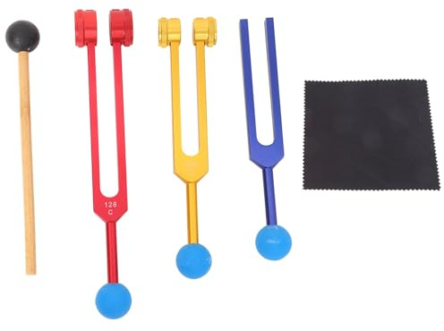 Muuoeou Tuning Fork Set (128Hz, 256Hz, 512Hz),for Sound Healing, Therapy,Reliever Stress Easy Install Easy to Use,Multicolor