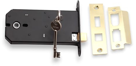 Infinity Decor Heavy Duty 150mm 3 Lever Iron Horizontal Mortice Sash Lock with Key Latch Lock Set Shed Gate Door Replaces Union 2077  (Electro Brass)