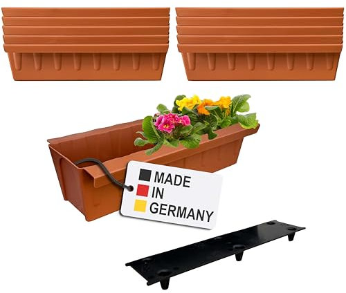 Hossi's Wholesale 10 Euro-Paletten Blumenkästen-Einsätze | mit Hängesystem zum Einhängen | 37,3cm Terrakotta | Pflanzkasten für Europalette Palette | Balkonkasten | Blumentopf | extrem stabil