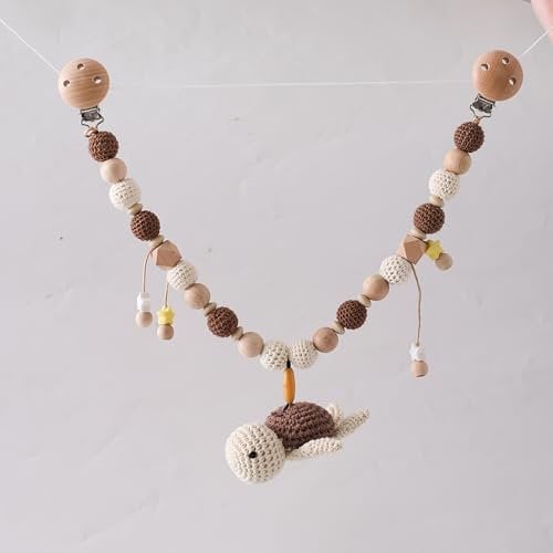 Mamimami Home Kinderwagenkette aus Holz und Silikon Kinderwagenspielzeug Mädchen Schildkröten
