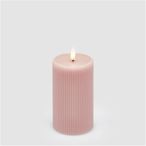 EDG - Enzo De Gasperi Candela Lounge moccolo Rosa Chiaro con Luce LED D7.5xH13 cm