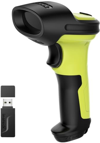 Inateck Barcode Scanner 2D Bluetooth, QR Code Scanner Kabellos, Wireless Handscanner mit AI APP & SDK, 1 Ladung 180 Tage Standby, Automatisches schnelles und präzises Scannen, BCST-72, Grün