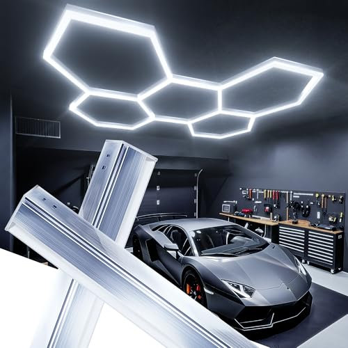 Epfweits Hexagon LED Garage Light, 25er-Pack Aluminiumlegierung 30000 lm, superhell, Auto-Detailing-Decken-LED-Ladenlicht für Lager, Werkstatt, Fitnessstudio, Keller, Autopflege, Waschraum