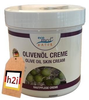 h2i Echte Olivenöl Creme | 1 x 250 ml | mit Ringelblumenextrakt und Vitamin E | für trockene und empfindliche Haut | Tagescreme