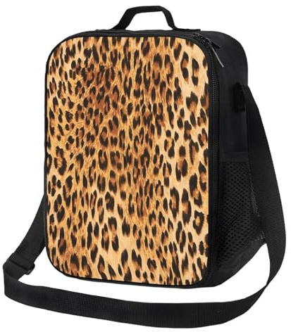 Gaakvrr Lonchera con estampado de leopardo para niños, lonchera aislada para adultos, adolescentes y niñas, lonchera portátil reutilizable para niños, regalos con estampado de leopardo