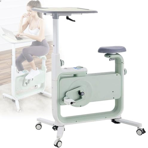 Magnetischer Widerstand Heimtrainer, Faltbares Fitnessfahrrad mit Schreibtisch, Höhenverstellbar, Indoor Home Aerobic Fahrrad mit beweglichen Rollen
