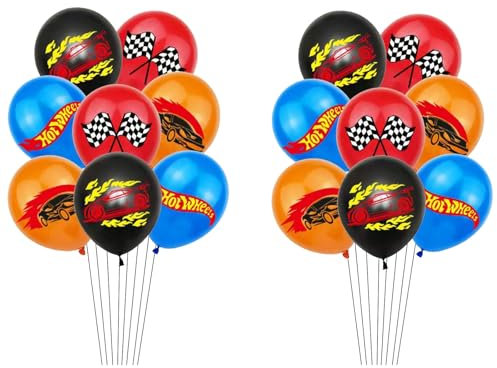 KOBOKO 16 Stück Hot Whels Geburtstag Deko Luftballons, Rennauto Geburtstagsdeko Ballons, Rennwagen Geburtstag Luftballons, Racing Car Ballons, 12 Zoll Latexballons für Deko Kindergeburtstag Babypartys