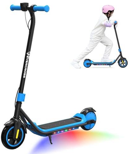 EVERCROSS Trottinette Électrique pour Enfants, E-Scooter Portable de 7 pour 6-12 Ans, Trottinette Électrique avec Une Autonomie Allant Jusqu'à 15 KM et Lumières à 7 Couleurs, 3 Modes de Vitesse