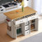 Carrito de Cocina Multifuncional con Encimera Abatible, Ampliable, con 5 Cajones, Armarios, Especiero y Toallero, sobre Ruedas – Isla de Cocina para Cocina, Comedor y Salón (White)