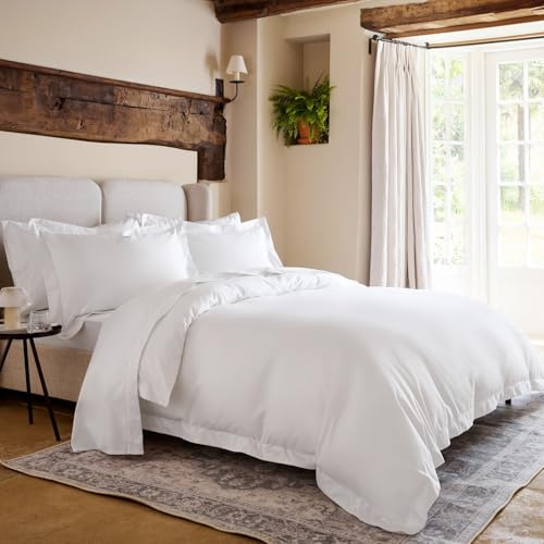 Christy Premium Sateen Double Duvet Set | 500 Thread Count | Timeless Design | Super Soft and Silky Finish | White
