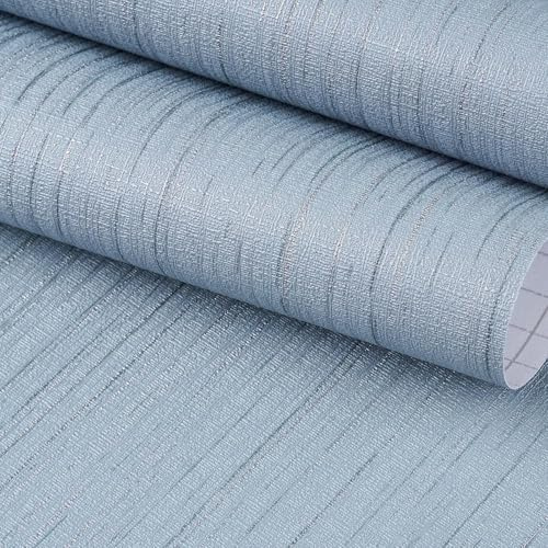 FunStick 40CMX6M Selbstklebende Tapete Schlafzimmer Leinenoptik Grau Blau Folie für Möbel Tisch Arbeitsplatte Möbelfolie Muster Blau Grau Klebefolie Wand Wohnzimmer Leinenstruktur Modern Wasserdicht
