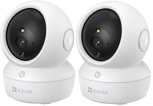 3MP H6c Pro Confezione da 2 telecamere di sicurezza Wi-Fi Smart Home White Baby Monitor Telecamera di sorveglianza con rilevamento del movimento Smart Tracking Audio bidirezionale Visione notturna