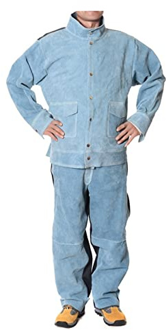 Elektrischer Schweißanzug Denimstitching -Schweißanzug, atmungsaktives Anzug Schweißkleidung, Lötanzug(Blue,XL)