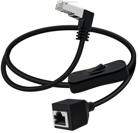 YINGAYOU Cat 6 Ethernet Extension Cable with Switch 1000Mbps RJ45 Extension Cable Male Female for Laptop,PC,Router and MC (Up, 0.6 m/2 ft)