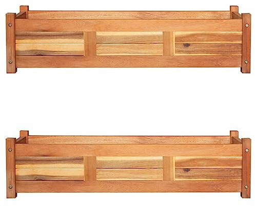 Garten-Hochbeet Set, 2 STK. Akazienholz, 100x30x25 cm, robust für Outdoor Pflanzen, Gemüse, Kräuter, erhöhte Blumen Beete