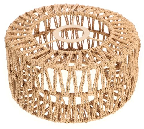SHINEOFI Abat-Jour en Corde Tressée pour Plafonnier Rustique Petit Format Jaune, Conçu pour Ferme, Salon, la Cuisine et Espaces Commerciaux