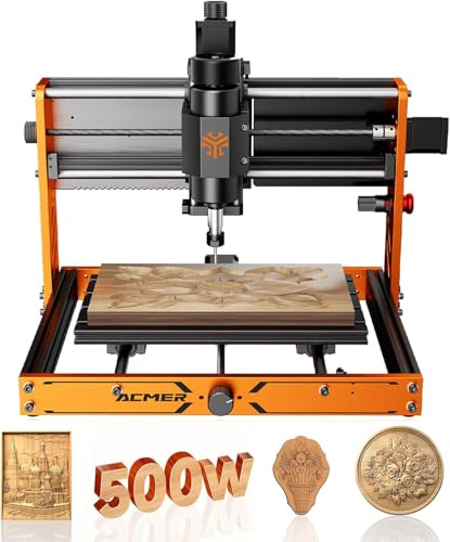 CNC Router Machine, ACMER Ascarva 3 S 500W CNC Milling Machine, Working Area 11.81” x 7.09” x 3.07” for Wood Plastic Metal Acrylic MDF Nylon Carving Cutting