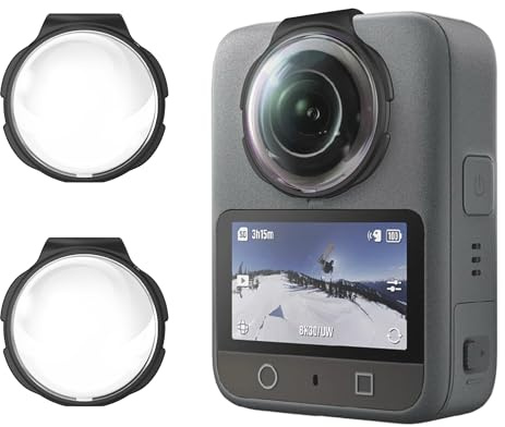 Natbok 2 Pack Osmo 360 Lens Protector Guards, Protective Cover 10H Tempered Glass for DJI Osmo 360 Camera Clear Protective Guards Kit Dust Proof Scratch-resistant Lens Cap Accessories
