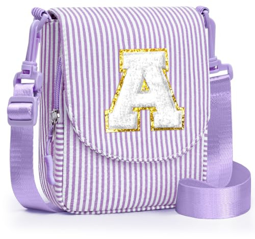 YOOLIFE Geschenk Kinder 3 4 5 6 7 8 9 10 Jahre Umhängetasche Mädchen Lila A | Personalisierte Geschenk Mädchen Umhängetasche Handytasche Schultertasche Handytasche zum Umhängen für Kinder Tochter Nichte