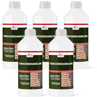 Anti-mousse, ultra concentré : fongicide, anti dépôt vert, toiture, mur, façade, terrasse, élimine, algues et lichens, 5 L (5 x 1L) - ARCANE INDUSTRIES