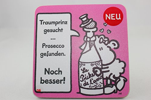 Sheepworld - 45456 - Untersetzer, Schaf, Traumprinz gesucht ... Prosecco gefunden. Noch besser!, Kork, 9,5cm x 9,5cm