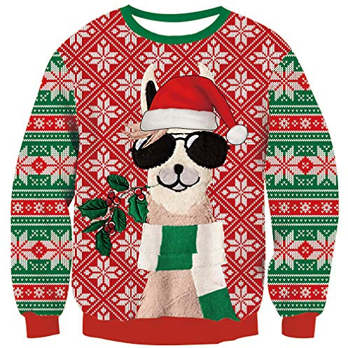 Goodstoworld Unisex Ugly Christmas Sweater Herren Weihnachtspullover Neuheit Dinosaurier Faultier Katze Strickmuster Damen Weihnachten Strickpullover S-XXL